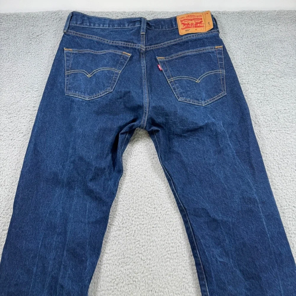 Levis 501 Original Mens Dark Wash Straight Leg Button Fly‎ Jeans W34 L34